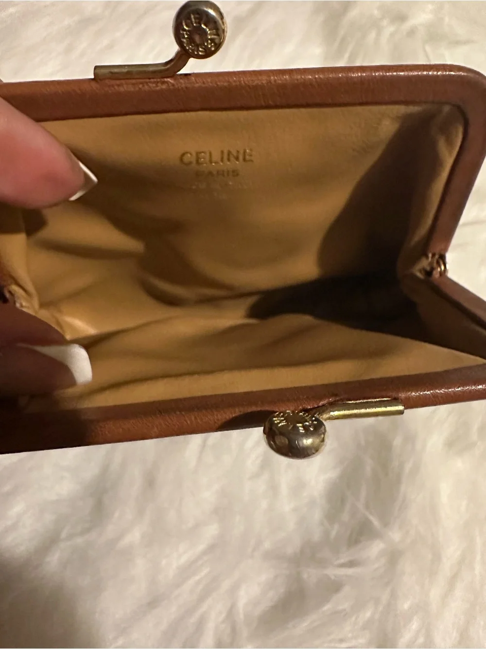 Rare Vintage Celine Macadam Kiss Lock Coin Purse Wallet